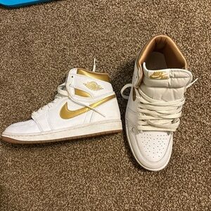 Nike Gold and White High-Top Sneakers
